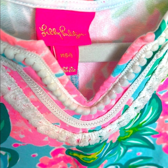 Lilly Pulitzer Pink and Green Pineapple Floral Kids Dress Medium (6-7) - Picture 3 of 3